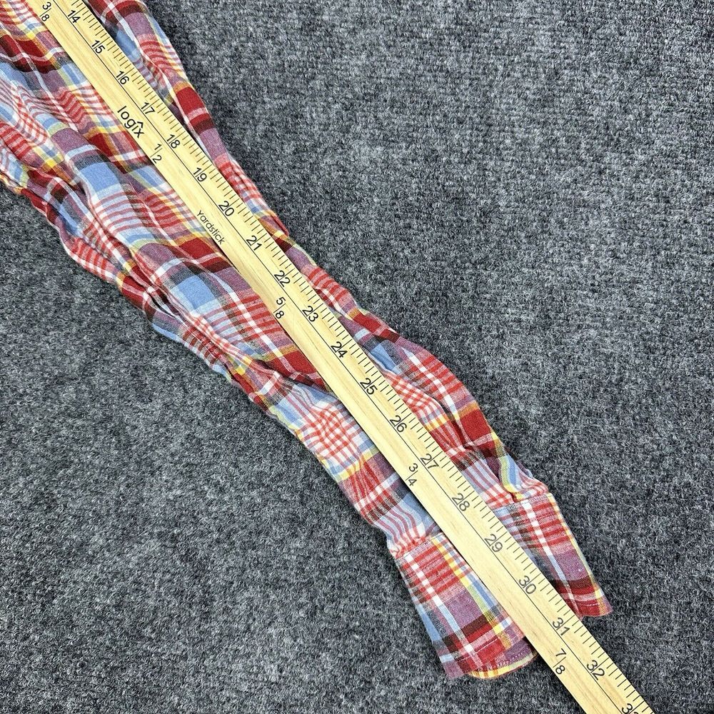 J McLaughlin Linen Shirt Mens XL Red Blue Plaid Gramercy Button Up Casual - Picture 7 of 10